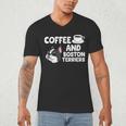 Boston Terrier Lover Coffee And Boston Terriers Men's V-Neck T-Shirt, novelty gifts, funny gifts