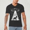 Boston Terrier Mom Dad Dog Alien UFO Men's V-Neck T-Shirt, novelty gifts, funny gifts