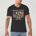 Boston Terrier Mom Dog Lovers American Flag 4th Of July Men's V-Neck T-Shirt, novelty gifts, funny gifts