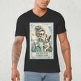 Boston Terrier Mom Skeleton Tarot Card Witch Vibes Dog Mom Men's V-Neck T-Shirt, novelty gifts, funny gifts