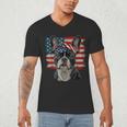Boston Terrier Patriotic 4th Of July USA American Flag Men's V-Neck T-Shirt, novelty gifts, funny gifts