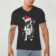 Boston Terrier Santa Christmas Lights Xmas Dog Lover Men Women Kids Men's V-Neck T-Shirt, novelty gifts, funny gifts