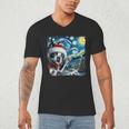 Boston Terrier Santa Starry Night Van Gogh Christmas Dog Men Women Kids Men's V-Neck T-Shirt, novelty gifts, funny gifts