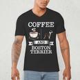 Boston Terrier Shirt Coffee And Boston Terrier Cute Dog For Men Women Girls Kids Men's V-Neck T-Shirt, novelty gifts, funny gifts
