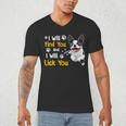 Boston Terrier Shirt I Will Find You And I Will Lick You Men's V-Neck T-Shirt, novelty gifts, funny gifts