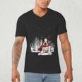 Boston Terrier In The Snow Merry Christmas Winter Men's V-Neck T-Shirt, novelty gifts, funny gifts
