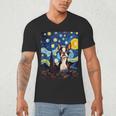 Boston Terrier Starry Night Van Gogh Art Men's V-Neck T-Shirt, novelty gifts, funny gifts