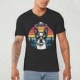 Boston Terrier UFO Alien Boston Terrier Dog Mom Dad Men's V-Neck T-Shirt, novelty gifts, funny gifts