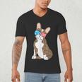 Brindle Boston Terrier Dog Patriotic Shirt USA Flag Men's V-Neck T-Shirt, novelty gifts, funny gifts