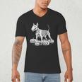 Bull Terrier Skeleton Birthday Halloween Kids Men's V-Neck T-Shirt, novelty gifts, funny gifts