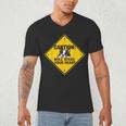 Caution Sign Boston Terrier Dog Bostie Puppy Men's V-Neck T-Shirt, novelty gifts, funny gifts