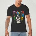 Celebration Event Birthday Party Boston Terrier Men's V-Neck T-Shirt, novelty gifts, funny gifts