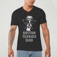 Cute Boston Terrier Dad Dog Lovers Puppy Bostie Owner Men's V-Neck T-Shirt, novelty gifts, funny gifts