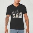 Cute Halloween Boston Terrier Dogs Witch Hat Ghost Dog For Men Women Kids Men's V-Neck T-Shirt, novelty gifts, funny gifts