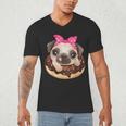 Cute Pug Shirt Donut Girls Dog Men's V-Neck T-Shirt, novelty gifts, funny gifts