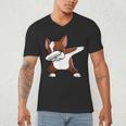 Dabbing Red Boston Terrier Dab Dance Dog Men Women Kids Men's V-Neck T-Shirt, novelty gifts, funny gifts