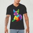 Dog Lover Boston Terrier Dog Colorful Boston Terrier Men Women Kids Men's V-Neck T-Shirt, novelty gifts, funny gifts