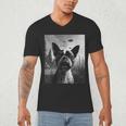 Dog Mom Dad Alien Selfie Boston Terrier UFO For Men Women Men's V-Neck T-Shirt, novelty gifts, funny gifts