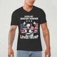 Even My Boston Terrier Loves Trump Trump Supporter Dog Lover Men's V-Neck T-Shirt, novelty gifts, funny gifts