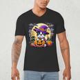 Halloween Boston Terrier Dog Breed With Jack O' Lantern Art Men's V-Neck T-Shirt, novelty gifts, funny gifts