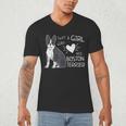 Just A Girl Who Loves Her Boston Terrier Puppy Love Men's V-Neck T-Shirt, novelty gifts, funny gifts