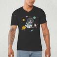 Kawaii Kids & Boys Astronaut Space Boston Terrier Dog Lover Men's V-Neck T-Shirt, novelty gifts, funny gifts