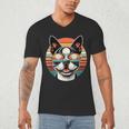 Retro Sunset Sunglasses Boston Terrier Boston Bull Bostie Men's V-Neck T-Shirt, novelty gifts, funny gifts