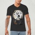 Spooky Halloween Moon Boston Terrier Boston Bull Bostie Men's V-Neck T-Shirt, novelty gifts, funny gifts