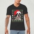 Ugly Xmas Sweater Santa Boston Terrier Dog Christmas For Men Women Kids Men's V-Neck T-Shirt, novelty gifts, funny gifts