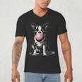 Vintage Boston Terrier Blowing Bubble Gum American Gentleman Men's V-Neck T-Shirt, novelty gifts, funny gifts