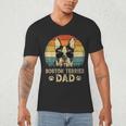 Vintage Boston Terrier Dad Dog Lovers Father's Day Tee Men's V-Neck T-Shirt, novelty gifts, funny gifts