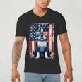 Vintage Boston Terrier Dog American USA US Flag Pets Lovers Men's V-Neck T-Shirt, novelty gifts, funny gifts