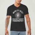 World's Best Boston Terrier Grandpa Dog Grandfather For Men Women Girls Kids Men's V-Neck T-Shirt, novelty gifts, funny gifts