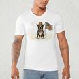 Boston Terrier 4th Of July US American Flag Dog Patriotic Men's V-Neck T-Shirt, novelty gifts, funny gifts