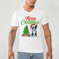 Boston Terrier Christmas Tree Lights Xmas Dog Lover Men's V-Neck T-Shirt, novelty gifts, funny gifts
