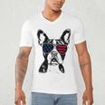Boston Terrier Dog 4th July America USA Flag Men Women Kids Men's V-Neck T-Shirt, novelty gifts, funny gifts
