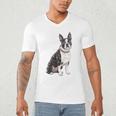 Boston Terrier Dog Dad Boston Terrier Dog Lovers Men's V-Neck T-Shirt, novelty gifts, funny gifts