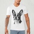 Boston Terrier Dog Motif Pet Illustration Boston Terrier For Men Women Kids Men's V-Neck T-Shirt, novelty gifts, funny gifts