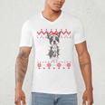 Boston Terrier Dog Santa Hat Men Kids Ugly Christmas Light Men's V-Neck T-Shirt, novelty gifts, funny gifts