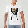Boston Terrier Dog Wearing Crown For Men Women Girls Kids Men's V-Neck T-Shirt, novelty gifts, funny gifts