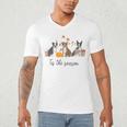 Boston Terrier Fall Pumpkin Tis The Season Autumn Women Men's V-Neck T-Shirt, novelty gifts, funny gifts