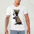 Boston Terrier Lover I Love Mom Tattoo Leopard Men's V-Neck T-Shirt, novelty gifts, funny gifts