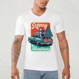 Boston Terrier Merry Christmas Tree Truck Santa Dog X-Mas Men's V-Neck T-Shirt, novelty gifts, funny gifts