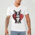 Boston Terrier Mom Dad Bostie Dog Lover Valentines Day Men's V-Neck T-Shirt, novelty gifts, funny gifts