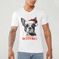 Boston Terrier Santa Claus Hat Merry Christmas Dog X-Mas Men's V-Neck T-Shirt, novelty gifts, funny gifts