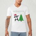 Boston Terrier Santa Hat Dabbing Around The Christmas Tree Men's V-Neck T-Shirt, novelty gifts, funny gifts