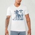Boston Terrier UFO Cowboy Dog Dog Mom Dog Dad Alien Dog Men's V-Neck T-Shirt, novelty gifts, funny gifts