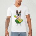 Hawaiian Boston Terrier Dog Pineapple Ukulele Summer For Men Women Girls Kids Men's V-Neck T-Shirt, novelty gifts, funny gifts
