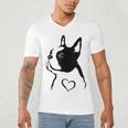 I Love My Boston Terrier Dog With Heart Men's V-Neck T-Shirt, novelty gifts, funny gifts