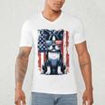 Vintage Boston Terrier Dog American US USA Flag Pets Dogs Men's V-Neck T-Shirt, novelty gifts, funny gifts